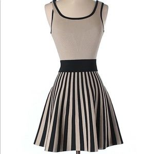 Guess Striped Tan and Black Skater Dress